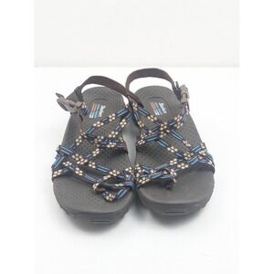 Skechers Women's 7 Brown Blue Strappy Outdoor Sandals Comfort Trail Hiking Shoes